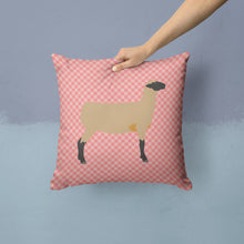 Load image into Gallery viewer, Hampshire Down Sheep Pink Check Throw Pillow - 14x14 Decorative Pillow – Art for Your Home &amp; Patio BB7976PW1414