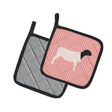 Load image into Gallery viewer, Dorper Sheep Pink Check Pot Holders - Set of 2 - Heat-Resistant Kitchen Essentials BB7978PTHD
