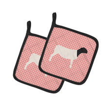 Load image into Gallery viewer, Dorper Sheep Pink Check Pot Holders - Set of 2 - Heat-Resistant Kitchen Essentials BB7978PTHD