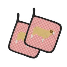 Load image into Gallery viewer, Horned Dorset Sheep Pink Check Pot Holders - Set of 2 - Heat-Resistant Kitchen Essentials BB7980PTHD
