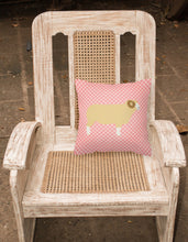 Load image into Gallery viewer, Horned Dorset Sheep Pink Check Fabric Decorative Pillow BB7980PW1818
