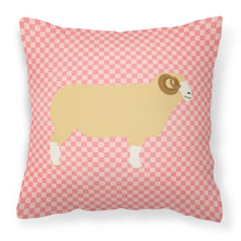 Load image into Gallery viewer, Horned Dorset Sheep Pink Check Fabric Decorative Pillow BB7980PW1818