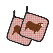 Load image into Gallery viewer, Merino Sheep Pink Check Pot Holders - Set of 2 - Heat-Resistant Kitchen Essentials BB7981PTHD