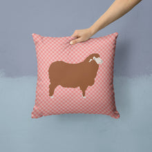 Load image into Gallery viewer, Merino Sheep Pink Check Throw Pillow - 14x14 Decorative Pillow – Art for Your Home &amp; Patio BB7981PW1414