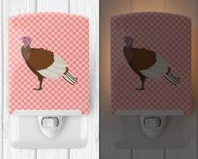 Load image into Gallery viewer, Bourbon Red Turkey Hen Pink Check Ceramic Night Light BB7982CNL