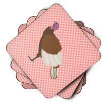 Load image into Gallery viewer, Bourbon Red Turkey Hen Pink Check Foam Coaster  BB7982FC