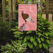 Load image into Gallery viewer, Bourbon Red Turkey Hen Pink Check Garden Flag - Outdoor Decorative Yard Flag