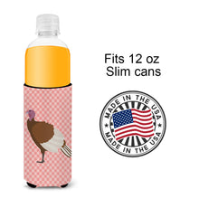 Load image into Gallery viewer, Bourbon Red Turkey Hen Pink Check   Hugger for slim cans