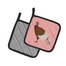 Load image into Gallery viewer, Bourbon Red Turkey Hen Pink Check Pot Holders - Set of 2 - Heat-Resistant Kitchen Essentials BB7982PTHD