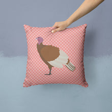 Load image into Gallery viewer, Bourbon Red Turkey Hen Pink Check Throw Pillow - 14x14 Decorative Pillow – Art for Your Home &amp; Patio BB7982PW1414