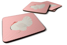 Load image into Gallery viewer, White Holland Turkey Pink Check Foam Coaster  BB7983FC