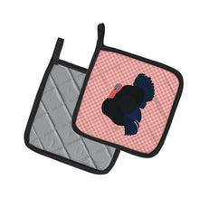 Load image into Gallery viewer, Norfolk Black Turkey Pink Check Pot Holders - Set of 2 - Heat-Resistant Kitchen Essentials BB7985PTHD