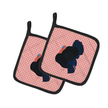 Load image into Gallery viewer, Norfolk Black Turkey Pink Check Pot Holders - Set of 2 - Heat-Resistant Kitchen Essentials BB7985PTHD