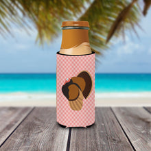 Load image into Gallery viewer, Bronze Turkey Pink Check   Hugger for slim cans