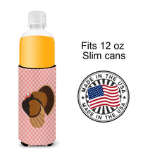 Load image into Gallery viewer, Bronze Turkey Pink Check   Hugger for slim cans