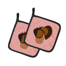 Load image into Gallery viewer, Bronze Turkey Pink Check Pot Holders - Set of 2 - Heat-Resistant Kitchen Essentials BB7986PTHD