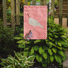 Load image into Gallery viewer, Beltsville Small White Turkey Hen Pink Check Garden Flag - Outdoor Decorative Yard Flag