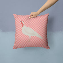 Load image into Gallery viewer, Beltsville Small White Turkey Hen Pink Check Throw Pillow - 14x14 Decorative Pillow – Art for Your Home &amp; Patio BB7989PW1414