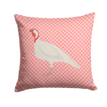Load image into Gallery viewer, Beltsville Small White Turkey Hen Pink Check Throw Pillow - 14x14 Decorative Pillow – Art for Your Home &amp; Patio BB7989PW1414