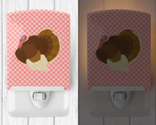 Load image into Gallery viewer, French Turkey Dindon Pink Check Ceramic Night Light BB7990CNL