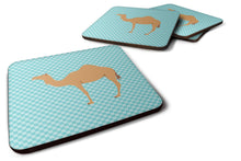 Load image into Gallery viewer, Arabian Camel Dromedary Blue Check Foam Coaster  BB7991FC