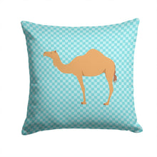 Load image into Gallery viewer, Arabian Camel Dromedary Blue Check Throw Pillow - 14x14 Decorative Pillow – Art for Your Home &amp; Patio BB7991PW1414