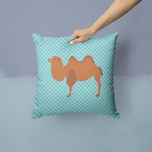 Load image into Gallery viewer, Bactrian Camel Blue Check Throw Pillow - 14x14 Decorative Pillow – Art for Your Home &amp; Patio BB7992PW1414