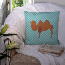 Load image into Gallery viewer, Bactrian Camel Blue Check Throw Pillow - 14x14 Decorative Pillow – Art for Your Home &amp; Patio BB7992PW1414