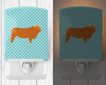 Load image into Gallery viewer, Highland Cow Blue Check Ceramic Night Light BB7994CNL