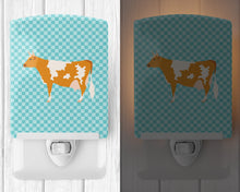 Load image into Gallery viewer, Guernsey Cow Blue Check Ceramic Night Light BB7995CNL