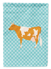 Load image into Gallery viewer, Guernsey Cow Blue Check Garden Flag - Outdoor Decorative Yard Flag