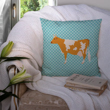 Load image into Gallery viewer, Guernsey Cow Blue Check Throw Pillow - 14x14 Decorative Pillow – Art for Your Home &amp; Patio BB7995PW1414