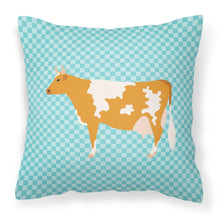 Load image into Gallery viewer, Guernsey Cow Blue Check Fabric Decorative Pillow BB7995PW1818