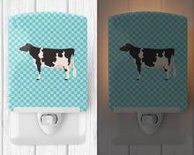 Load image into Gallery viewer, Holstein Cow Blue Check Ceramic Night Light BB7996CNL