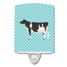 Load image into Gallery viewer, Holstein Cow Blue Check Ceramic Night Light BB7996CNL