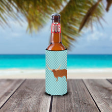 Load image into Gallery viewer, Ankole-Watusu Cow Blue Check   Hugger for slim cans