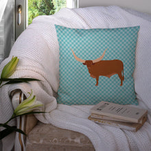 Load image into Gallery viewer, Ankole-Watusu Cow Blue Check Throw Pillow - 14x14 Decorative Pillow – Art for Your Home &amp; Patio BB7997PW1414