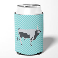 Load image into Gallery viewer, Hungarian Grey Steppe Cow Blue Check Can or Bottle Hugger BB7998CC