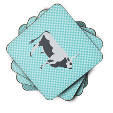 Load image into Gallery viewer, Hungarian Grey Steppe Cow Blue Check Foam Coaster  BB7998FC