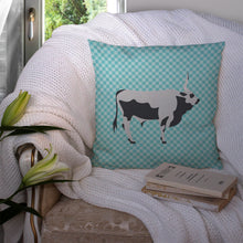 Load image into Gallery viewer, Hungarian Grey Steppe Cow Blue Check Throw Pillow - 14x14 Decorative Pillow – Art for Your Home &amp; Patio BB7998PW1414