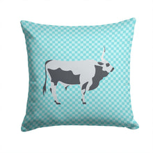 Load image into Gallery viewer, Hungarian Grey Steppe Cow Blue Check Throw Pillow - 14x14 Decorative Pillow – Art for Your Home &amp; Patio BB7998PW1414