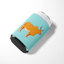 Load image into Gallery viewer, Zebu Indicine Cow Blue Check Can or Bottle Hugger BB7999CC