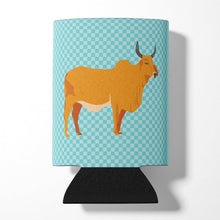 Load image into Gallery viewer, Zebu Indicine Cow Blue Check Can or Bottle Hugger BB7999CC