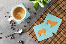 Load image into Gallery viewer, Zebu Indicine Cow Blue Check Foam Coaster  BB7999FC