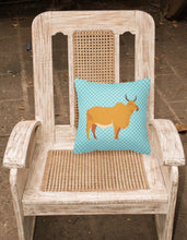Load image into Gallery viewer, Zebu Indicine Cow Blue Check Fabric Decorative Pillow BB7999PW1818