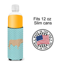 Load image into Gallery viewer, Charolais Cow Blue Check   Hugger for slim cans