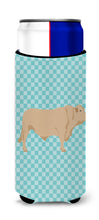 Load image into Gallery viewer, Charolais Cow Blue Check   Hugger for slim cans