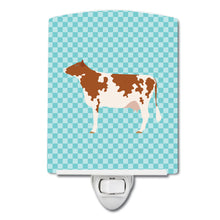 Load image into Gallery viewer, Ayrshire Cow Blue Check Ceramic Night Light BB8001CNL