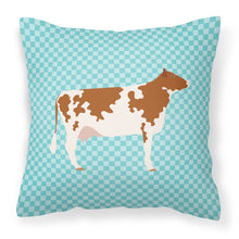Load image into Gallery viewer, Ayrshire Cow Blue Check Fabric Decorative Pillow BB8001PW1818