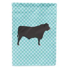Load image into Gallery viewer, Black Angus Cow Blue Check Flag Canvas House Size BB8002CHF